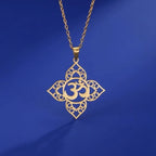 Gold Buddhism Om Pendant Necklace