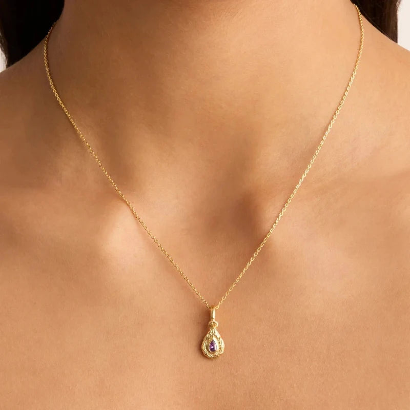 Colored Birthstone Pendant Necklace