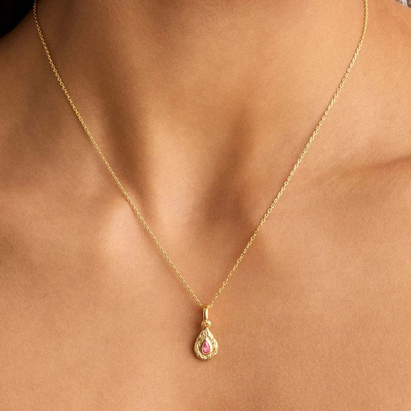Colored Birthstone Pendant Necklace