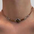 Tiger's Eye Choker Pendant Necklace