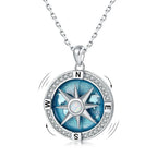 Rotating Compass Pendant Necklace with Wind Rose
