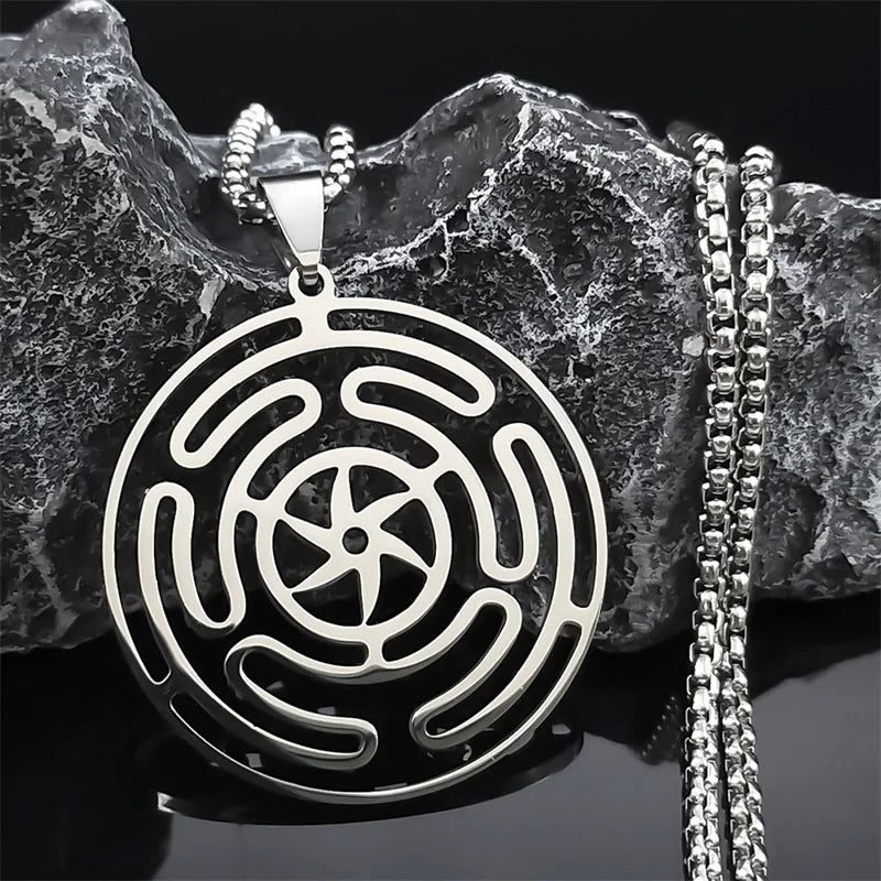 Strophalos Hecate’s Wheel Pendant Necklace silver