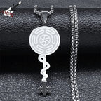 Strophalos Hecate’s Wheel Pendant Necklace Wiccan Sorcery Silver 50 cm