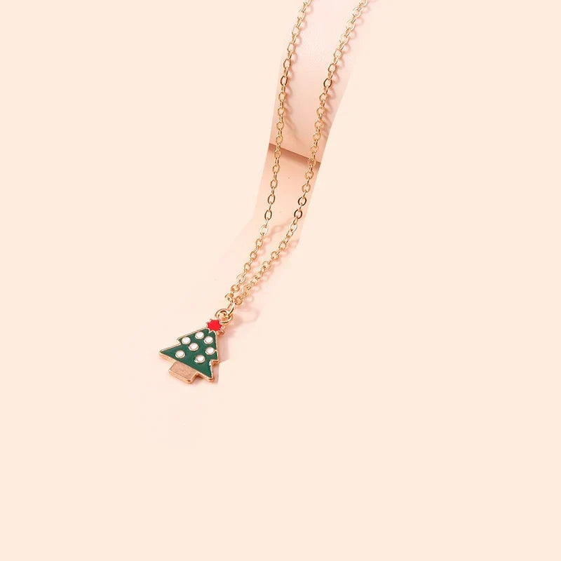 Snowy Christmas Tree Pendant Necklace