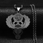Egyptian Scarab Eye of Horus Pendant Necklace black
