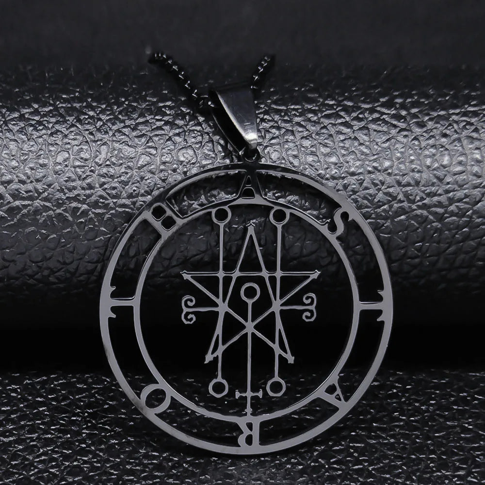 Demon Sigil Pendant Necklace black