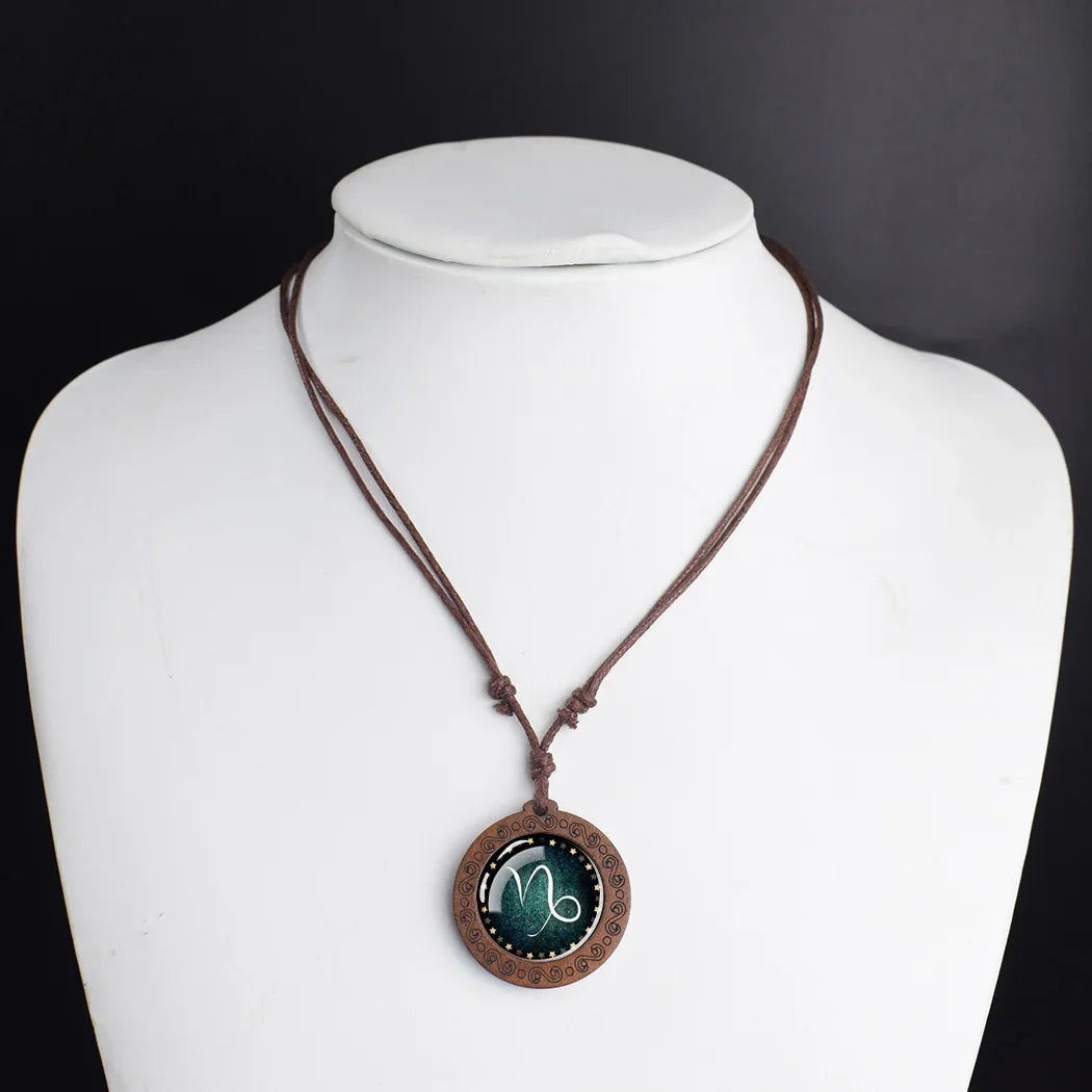 Zodiac Sign Pendant Necklace, 12 Constellations Capricorn