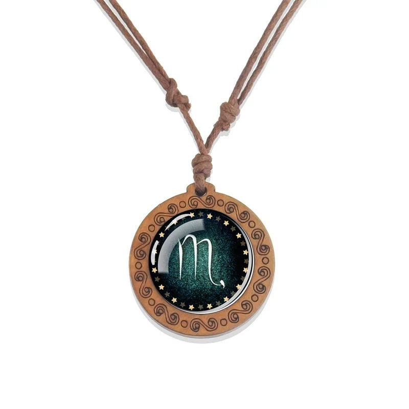 Zodiac Sign Pendant Necklace, 12 Constellations Virgo