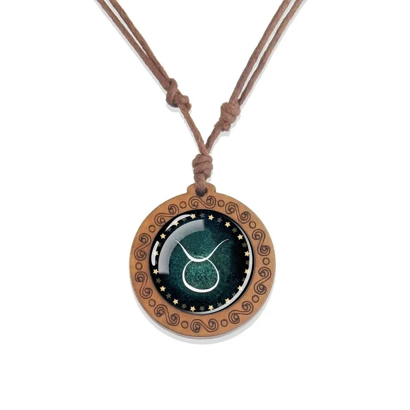 Zodiac Sign Pendant Necklace, 12 Constellations Taurus