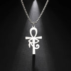 Egyptian-Style Ankh Cross Pendant Necklace silver