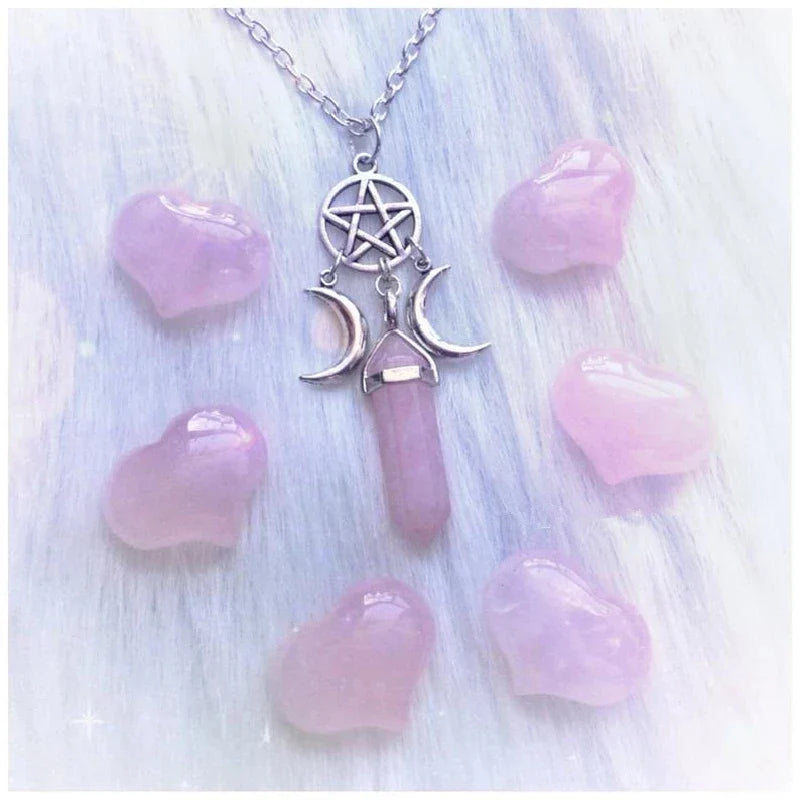 Triple Moon Pendant Necklace Wiccan Witchcraft Women’s Pink Pentacle