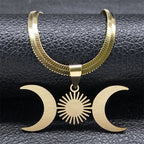 Triple Moon Witchcraft Wiccan Pendant Necklace gold