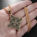 Wiccan Protection Witch’s Knot Pendant Necklace in gold