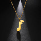 Couples' Necklaces with Music Note Pendant, Gold