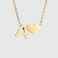 Women's necklace with heart pendant and initial - letter