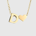 Women's necklace with heart pendant and initial - letter