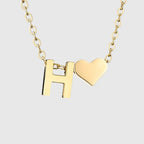 Women's necklace with heart pendant and initial - letter