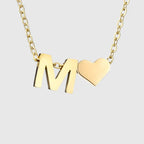Women's necklace with heart pendant and initial - letter