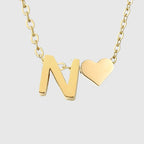 Women's necklace with heart pendant and initial - letter