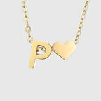 Women's necklace with heart pendant and initial - letter