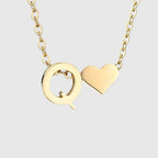 Women's necklace with heart pendant and initial - letter