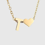 Women's necklace with heart pendant and initial - letter