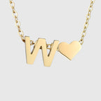 Women's necklace with heart pendant and initial - letter