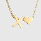 Women's necklace with heart pendant and initial - letter