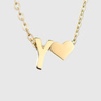 Women's necklace with heart pendant and initial - letter