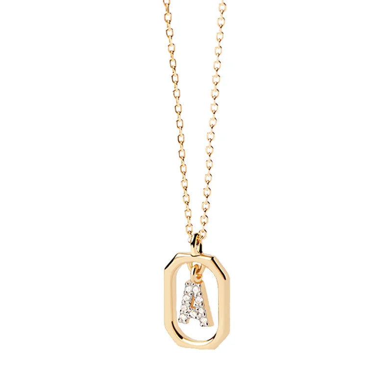 Women's necklace with hexagonal initial pendant a