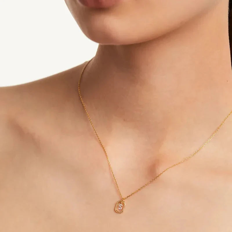 Women's necklace with hexagonal initial pendant 