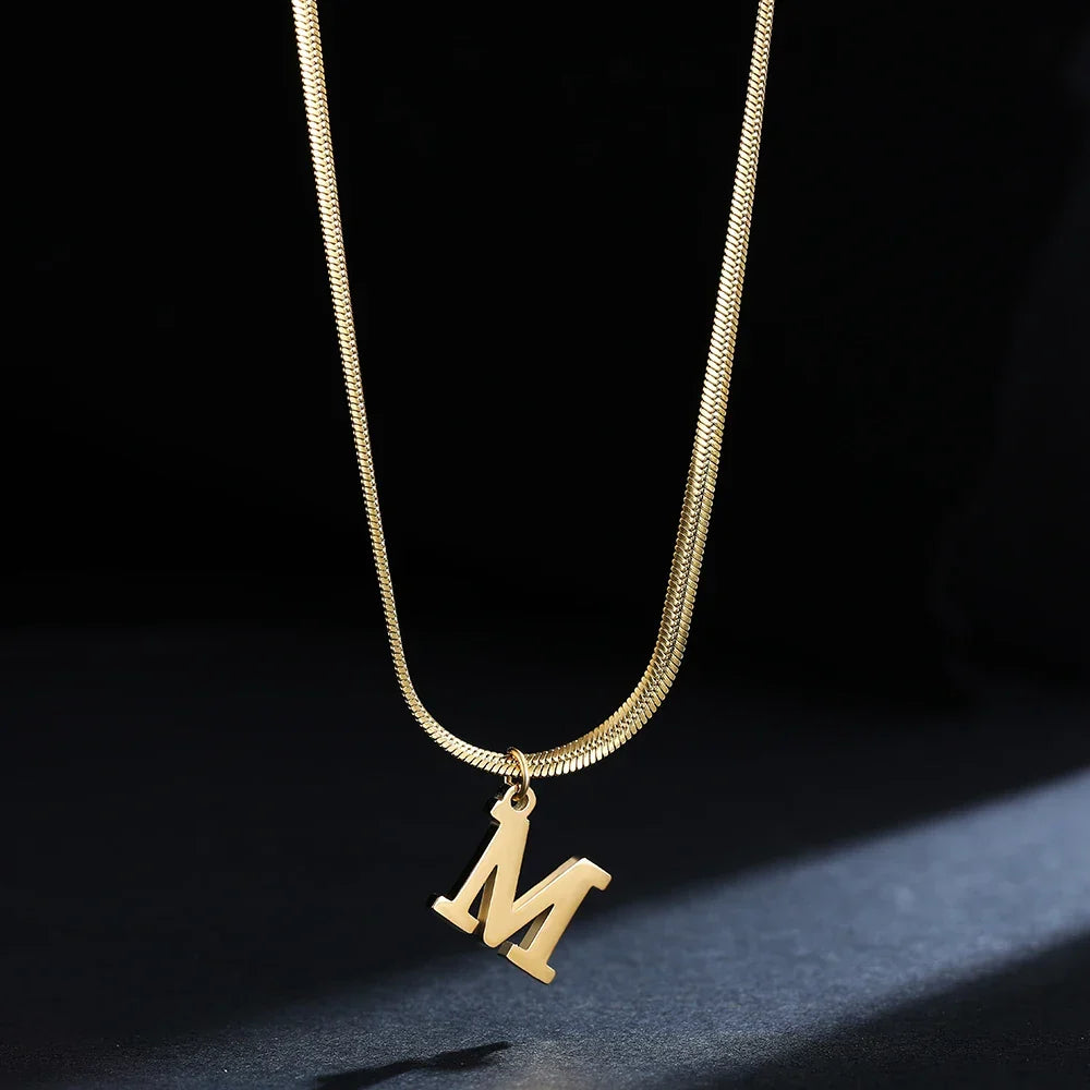 Women’s choker necklace with initial pendant m