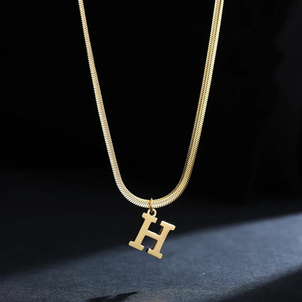 Women’s choker necklace with initial pendant h