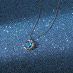 Women's Necklace with Star and Moon Pendant, silver