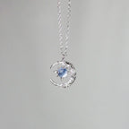 Women's Necklace with Star and Moon Pendant, silver