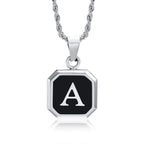 Men's necklace with hexagonal initial pendant a