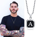 Men's necklace with hexagonal initial pendant