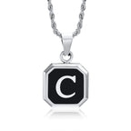 Men's necklace with hexagonal initial pendant c