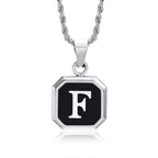 Men's necklace with hexagonal initial pendant f
