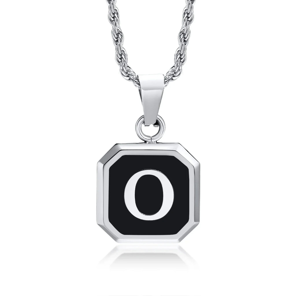 Men's necklace with hexagonal initial pendant o