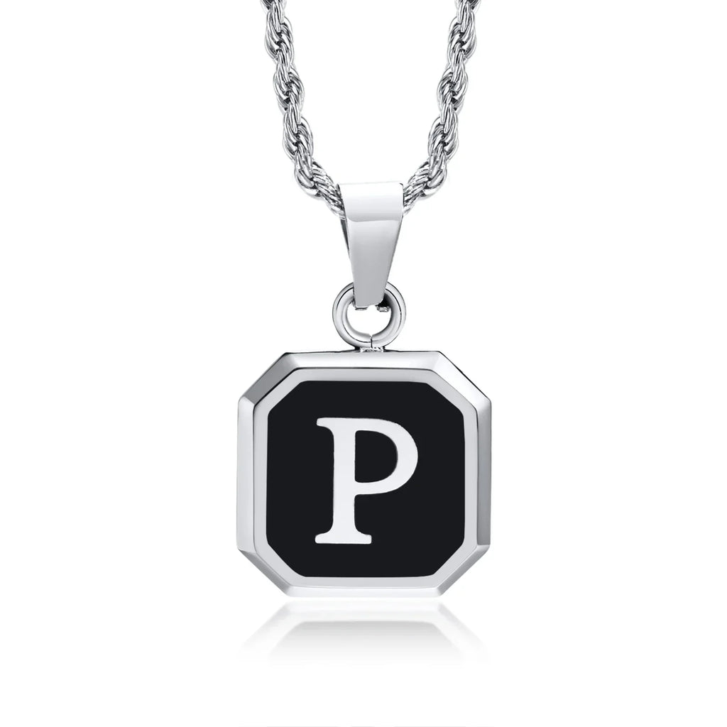 Men's necklace with hexagonal initial pendant p