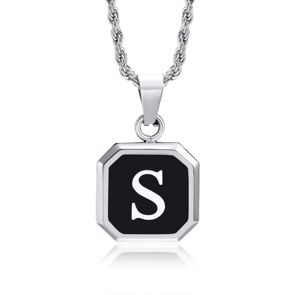 Men's necklace with hexagonal initial pendant s
