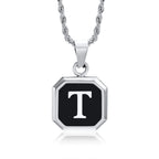 Men's necklace with hexagonal initial pendant t
