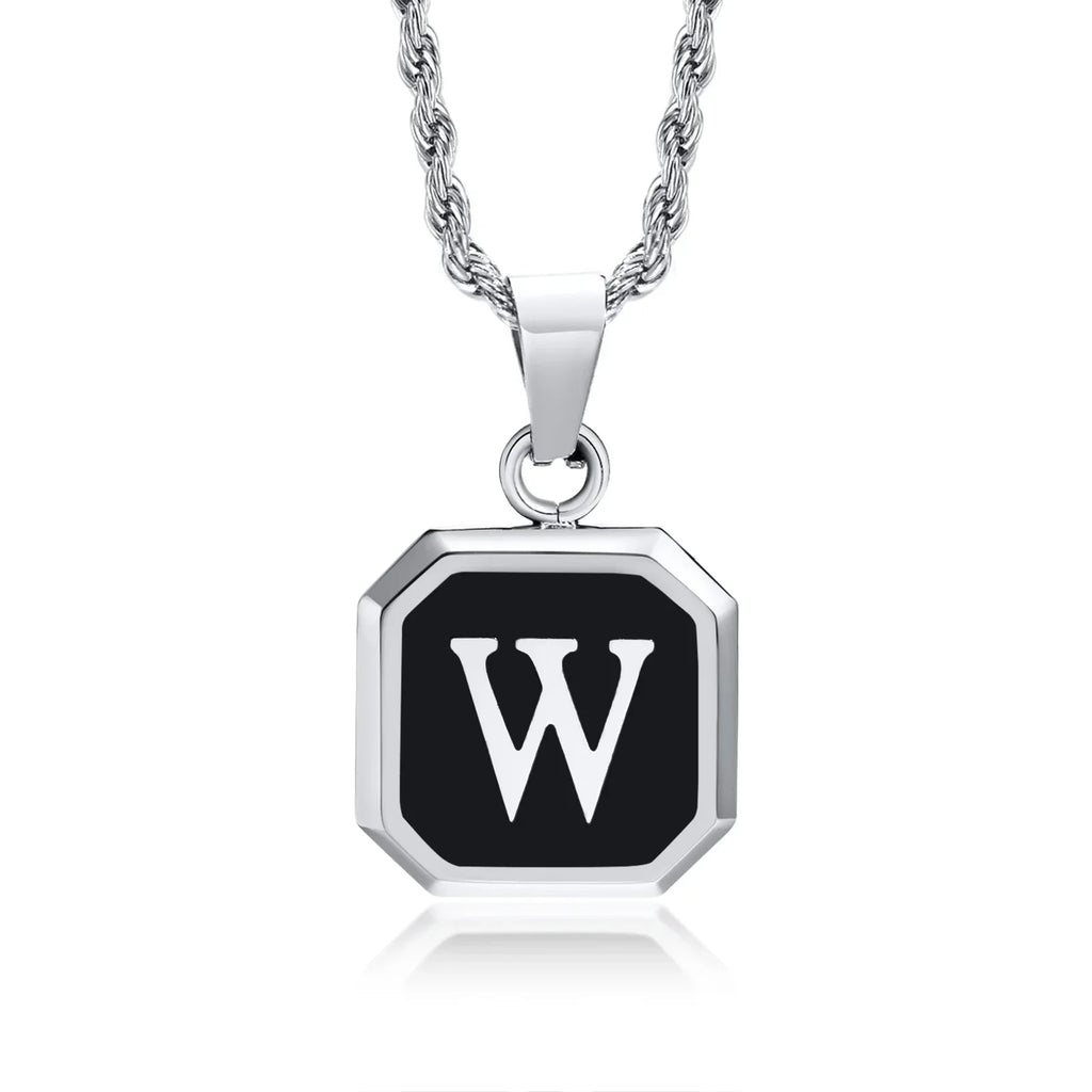 Men's necklace with hexagonal initial pendant w