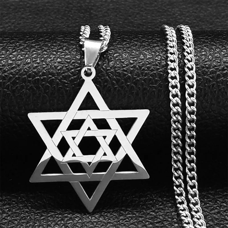 Unisex necklace with a symbolic Jewish Star of David pendant in silver