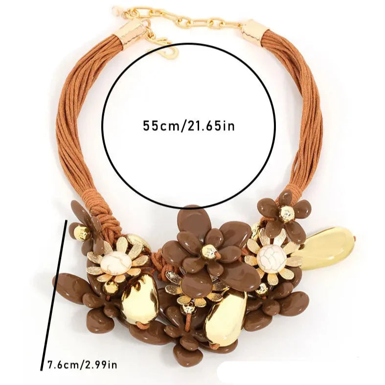 Elegant Floral Pendant Choker Necklace