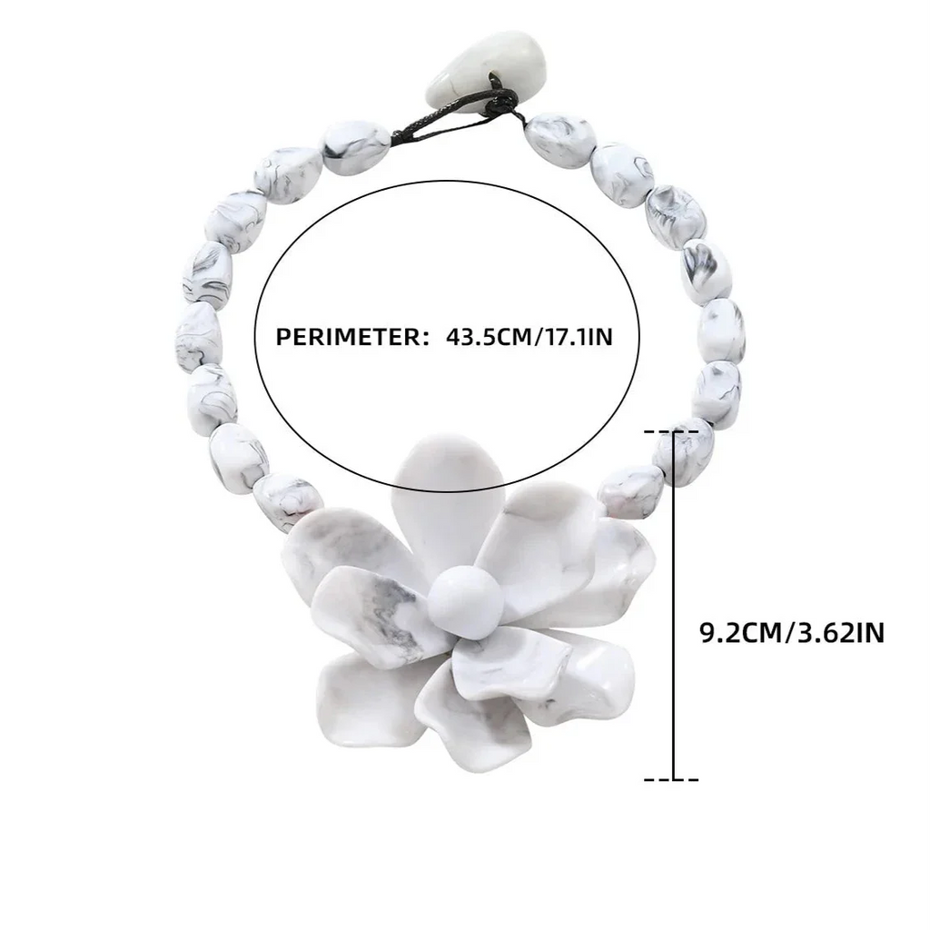 Choker Necklace with Large Flower Pendant 
