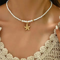 Shell and Starfish Pendant Choker Necklace