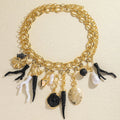 Choker Necklace with Coral and Shell Pendants