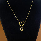 Choker necklace with initial and heart pendant - letter